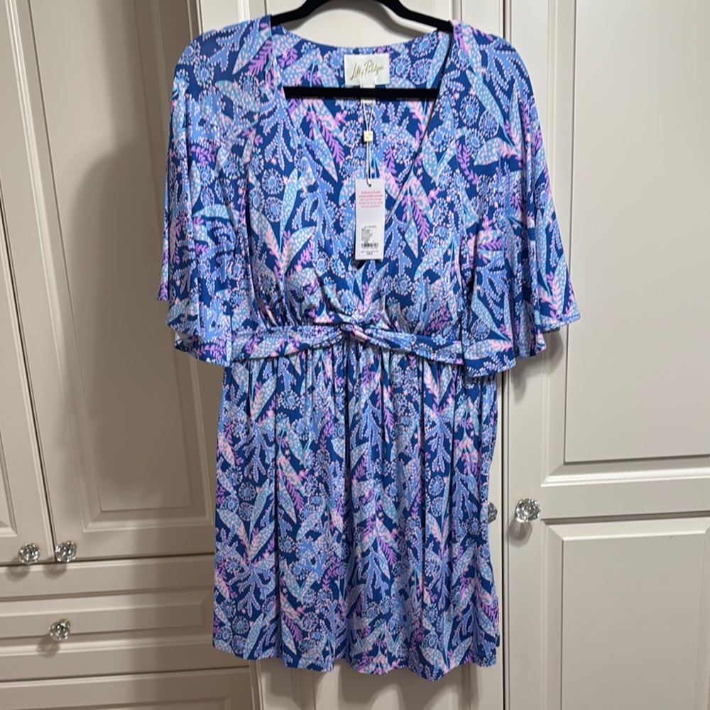 NWT Lilly Pulitzer Minka romper in Barton Blue Star Gazing, size L